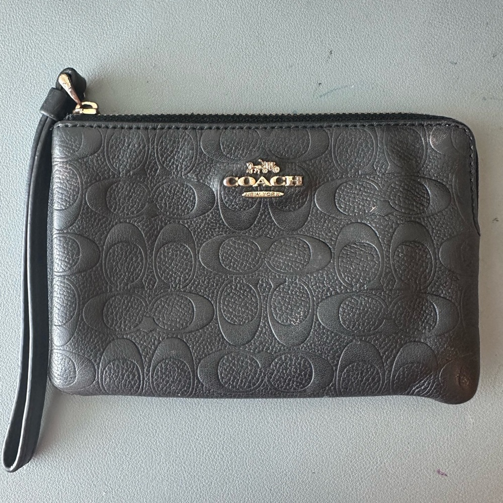 Coach Black Leather Wristlet